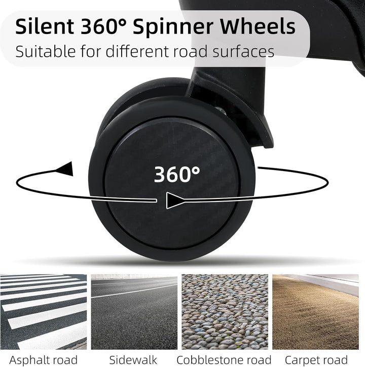 Stylish black unisex aluminum carry-on with TSA lock. Hardside construction & spinner wheels for modern, secure travel.