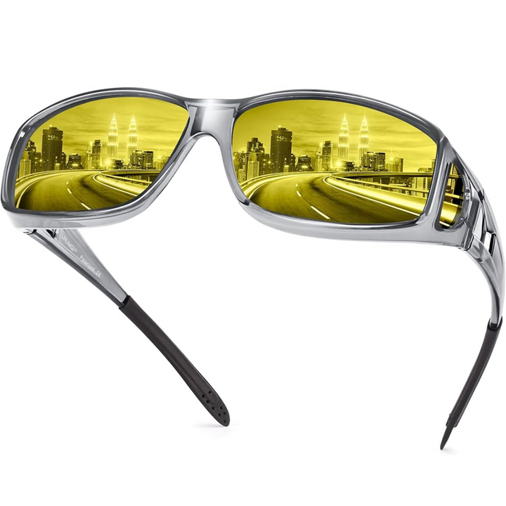 Driving sunglasses, polarized to reduce headlight glare, essential men's accessory