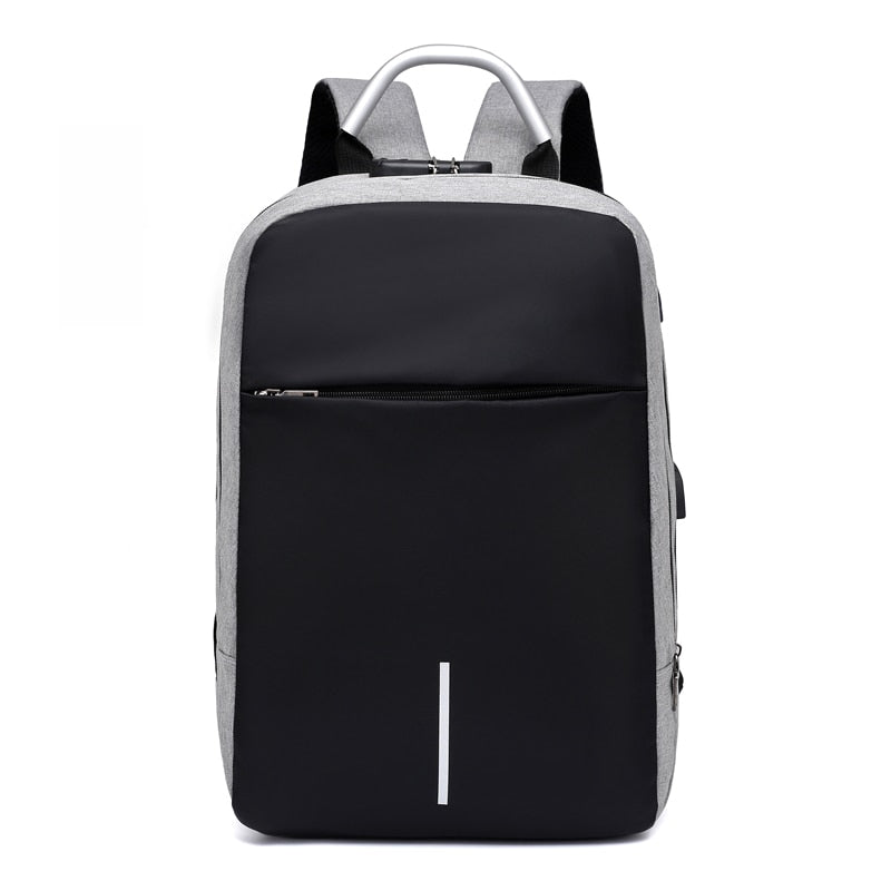 Versatile unisex laptop backpack: anti-theft, water-resistant, hidden zippers and convenient USB charging station.