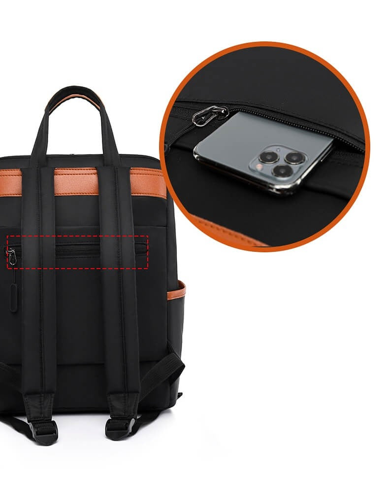 Lightweight unisex travel backpack being used for a daily commute in an urban setting.
