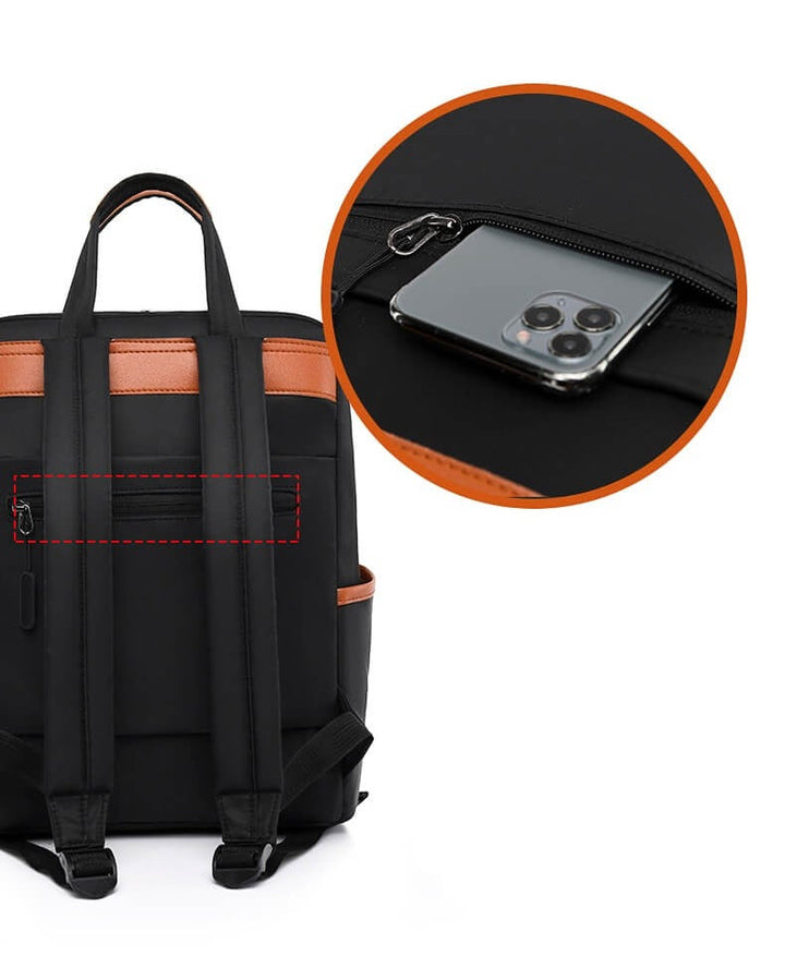Lightweight unisex travel backpack being used for a daily commute in an urban setting.
