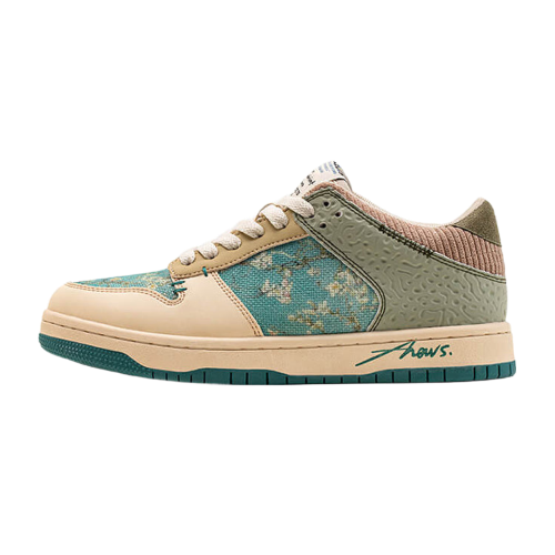 Unisex art sneakers with Van Gogh Almond Blossom print for stylish, comfortable wear.