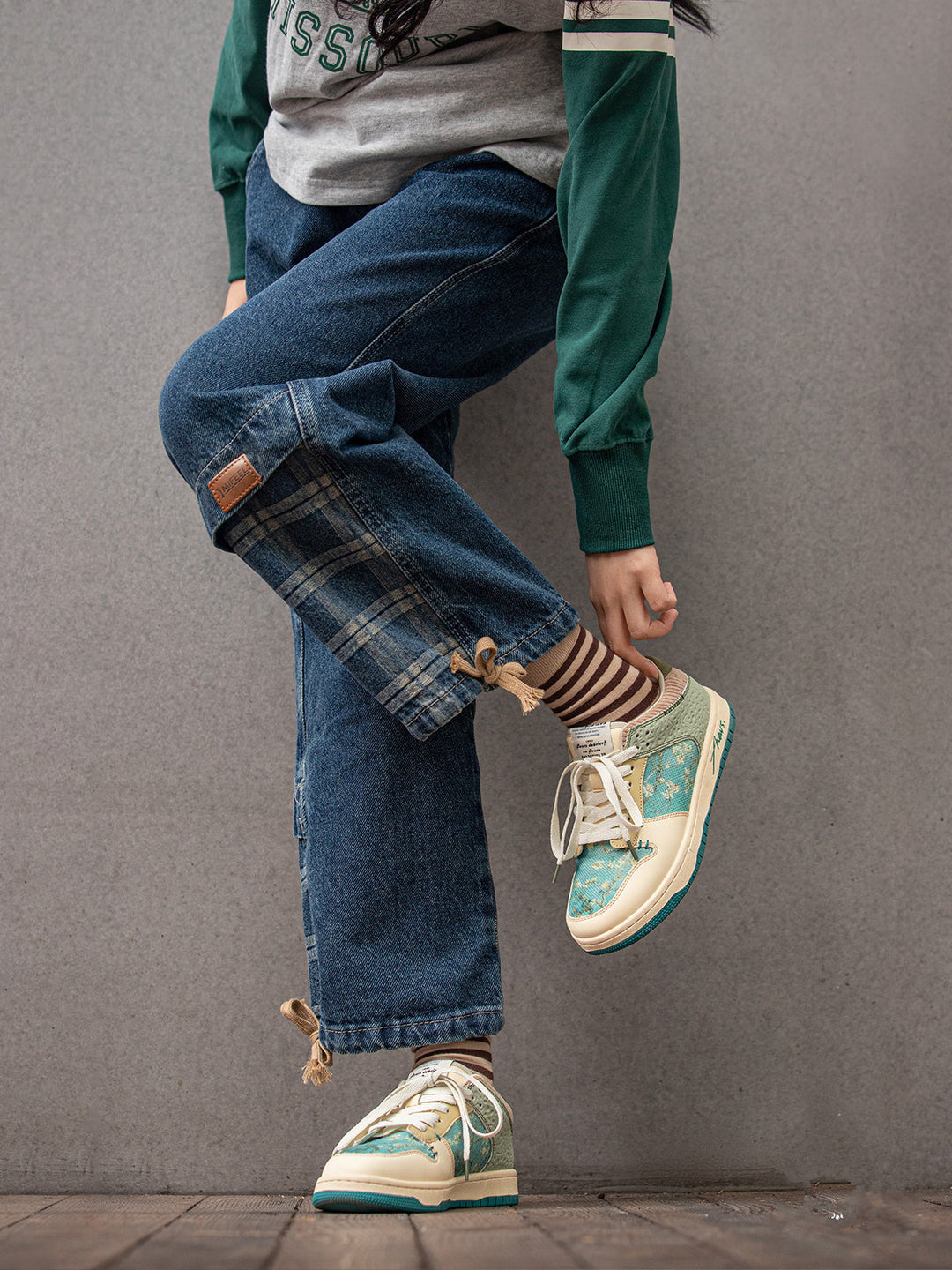 Low-top unisex art sneakers with beautiful Van Gogh Almond Blossom design, blending style & comfort.