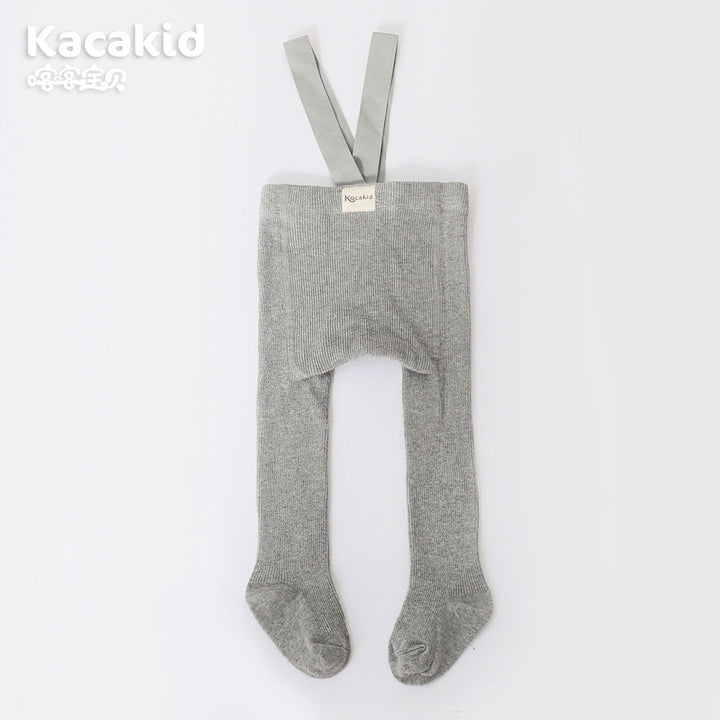 Unisex baby high-waisted knitted trousers in a soft cotton blend, perfect for infants.
