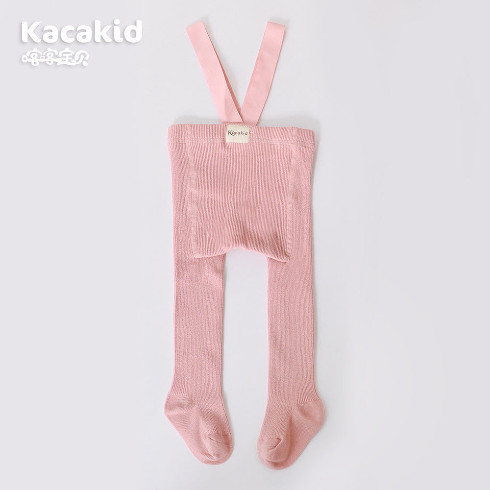 Adorable knitted high-waisted trousers for unisex baby, cozy cotton blend toddler apparel.