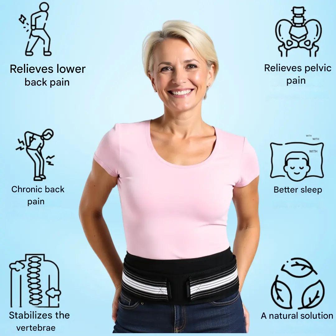 Orthopedic back brace for sacroiliac joint & hip support, posture corrector, pain management.