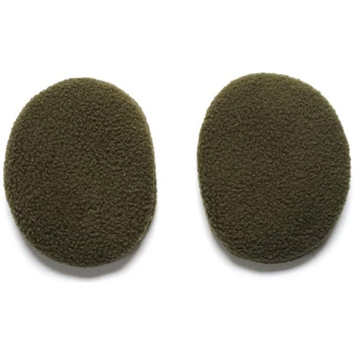 Model wearing black bandless fleece ear warmers, suitable for men's winter accessories.