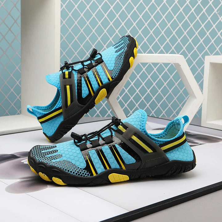Comfortable unisex barefoot water shoes offering foot protection for all-terrain outdoor adventures & water activities.