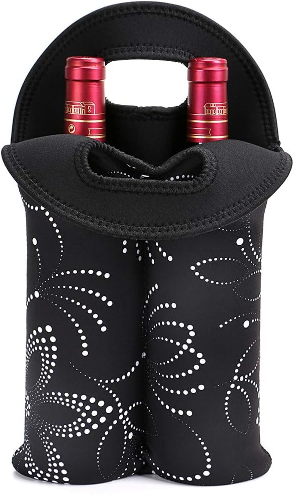 Travel-friendly wine bottle carrier, designed for secure and comfortable transport of two bottles