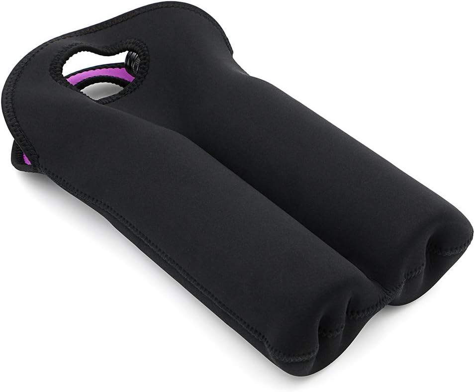 Chic black neoprene wine bag for two bottles, a must-have picnic accessory