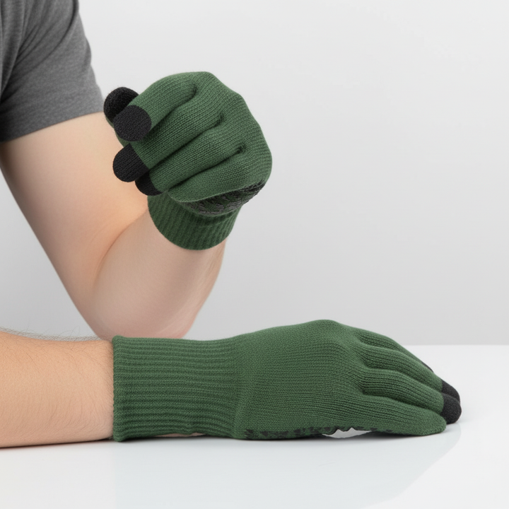 Black anti-slip thermal gloves for outdoor activities in cold weather
