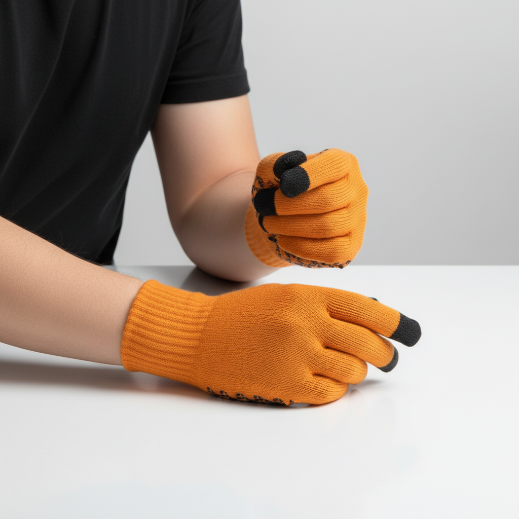 CozyConnect unisex knitted gloves, offering warmth and smartphone access