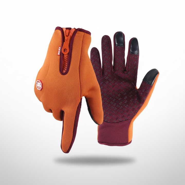 Unisex winter gloves, black, showcasing durable construction and touchscreen function for cold weather.