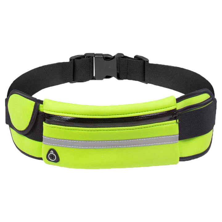 Outdoor gear: water-resistant black running waist pack, essential for hiking and jogging.