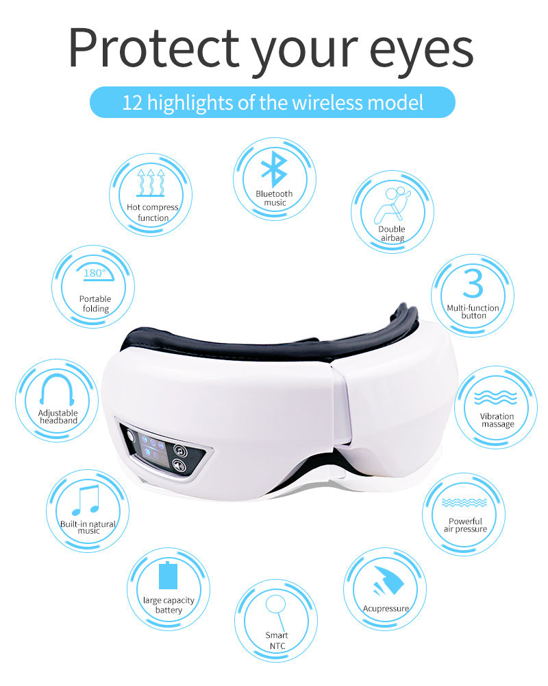 Rechargeable warm compression eye massager with long-lasting battery for travel or home