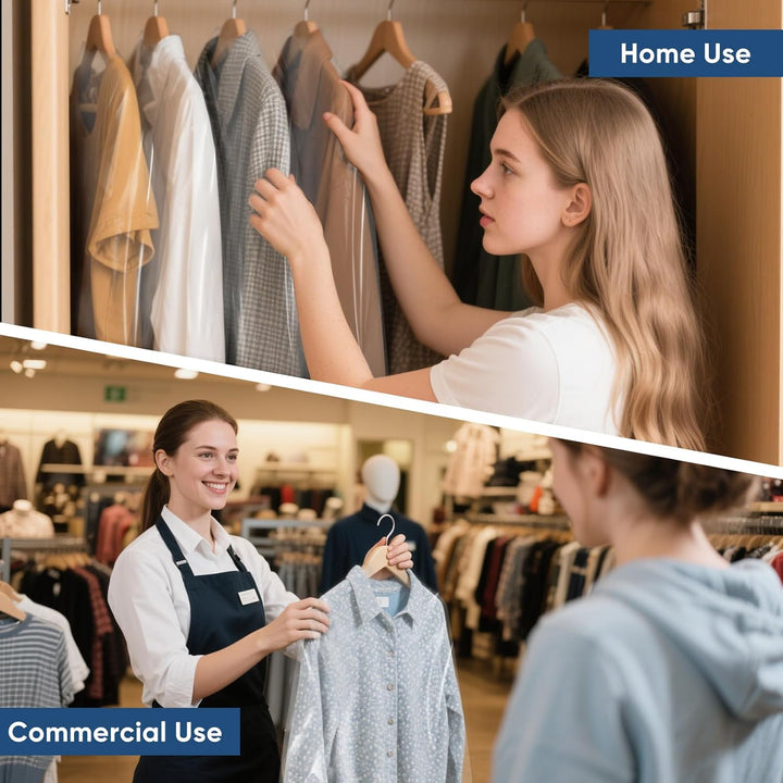 Clear garment bags, set of 50. Ideal for clothes protection & travel storage.