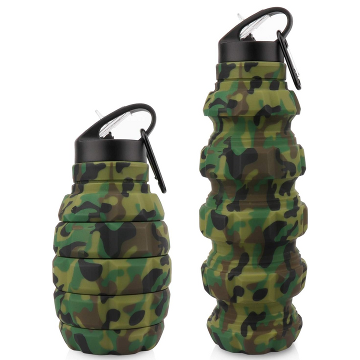 Hydration solution: Collapsible 575ml silicone water bottle. Reusable, portable for travel, sport & daily use.