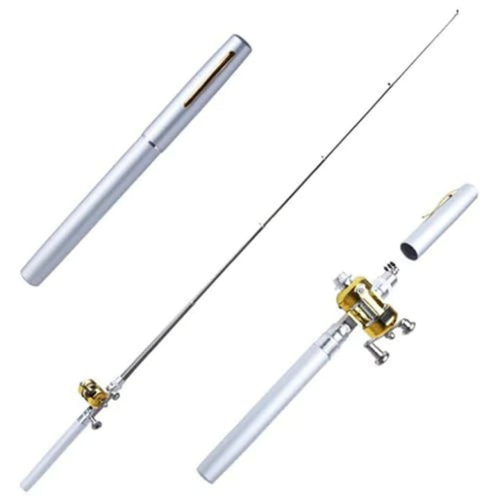 Travel-ready fishing kit with a compact rod & reel, perfect for outdoor enthusiasts.