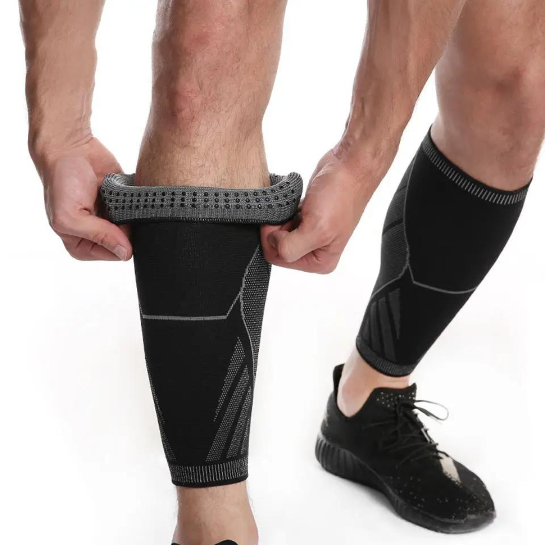 Unisex compression calf sleeves for leg pain relief, muscle support, and improved circulation during workouts & recovery.