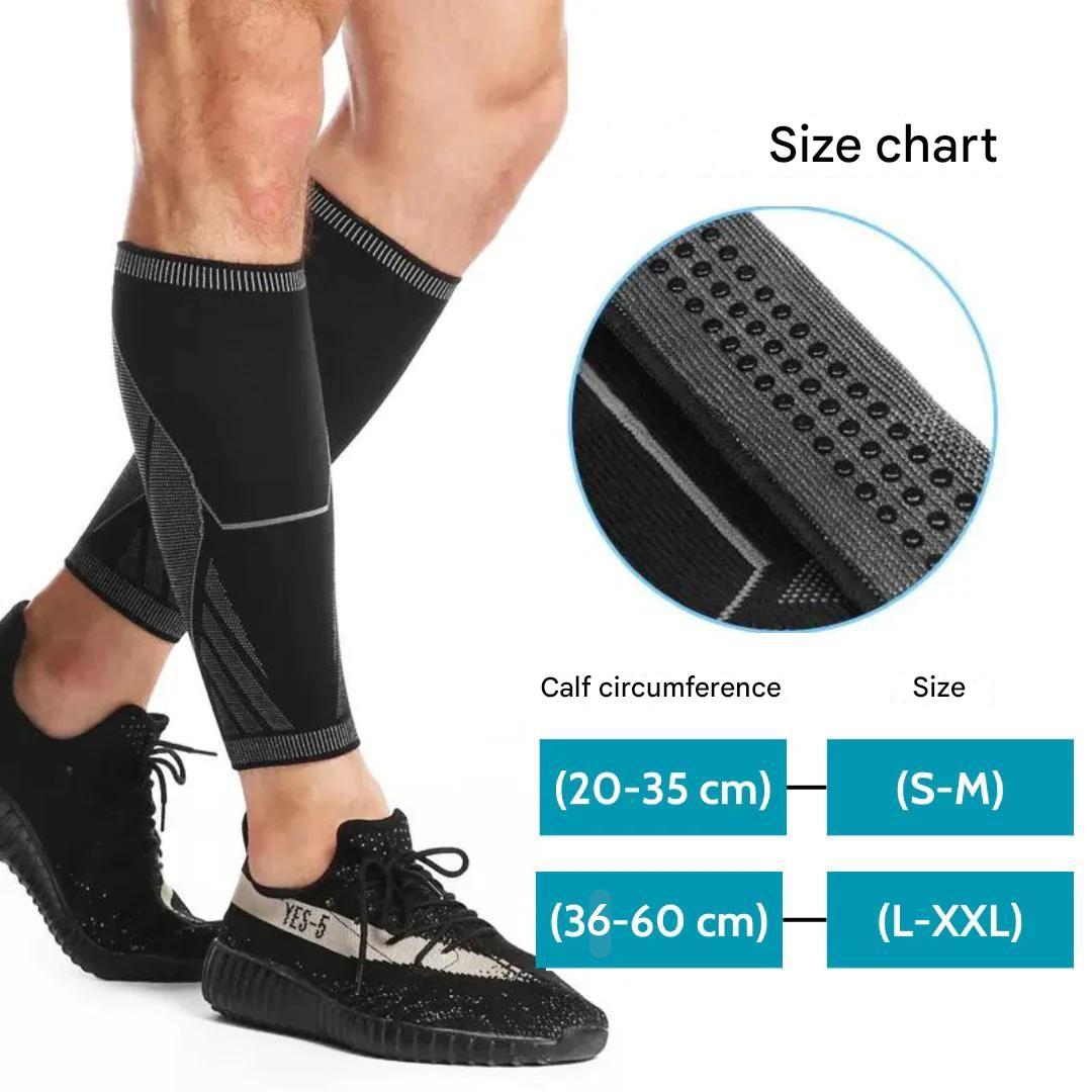 Premium unisex compression calf sleeves for workout recovery, pain relief, and athletic leg support for all activities.