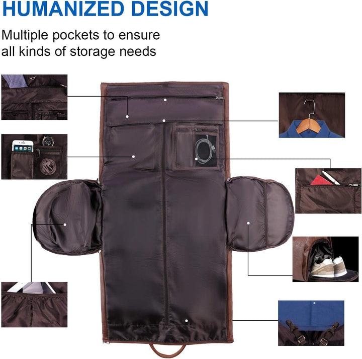 Sleek black carry-on garment duffel for men & women, ideal for short trips.