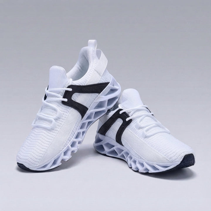 Close-up of the sole of Corey unisex cushioned sneakers, emphasizing the durable and shock-absorbing material.