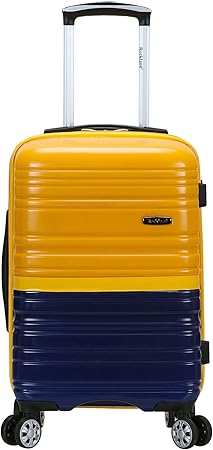 Modern 2tone white hardside carry-on. Expandable, lightweight suitcase with spinner wheels. Perfect for any trip.