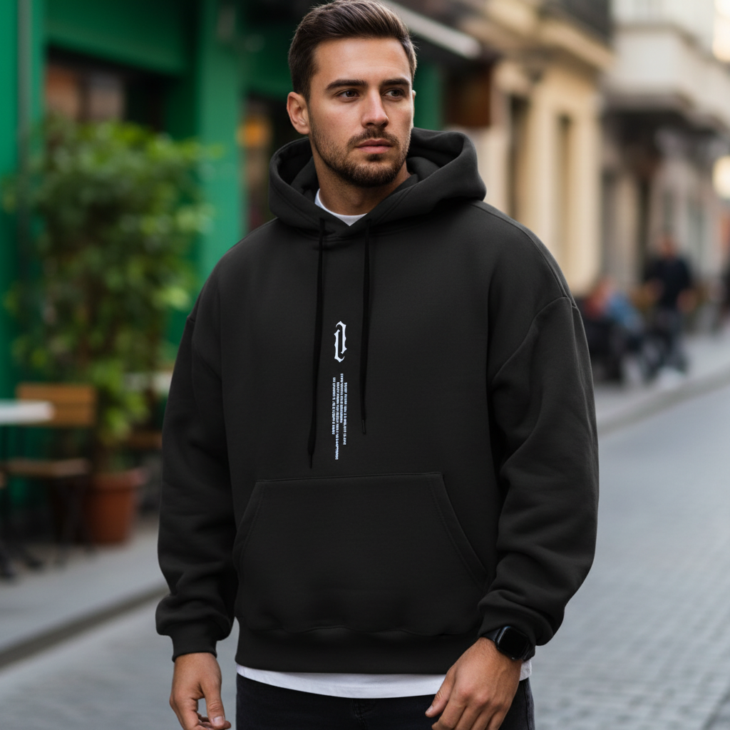 Unisex Cozy Cotton Blend Hoodie, Felix, casual streetwear pullover, front view