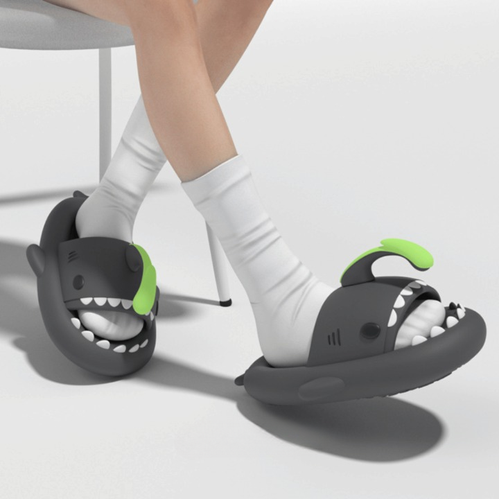 SoftSteps Sharkies Slipper, trendy shark slides, cushioned and non-slip for indoor/outdoor wear