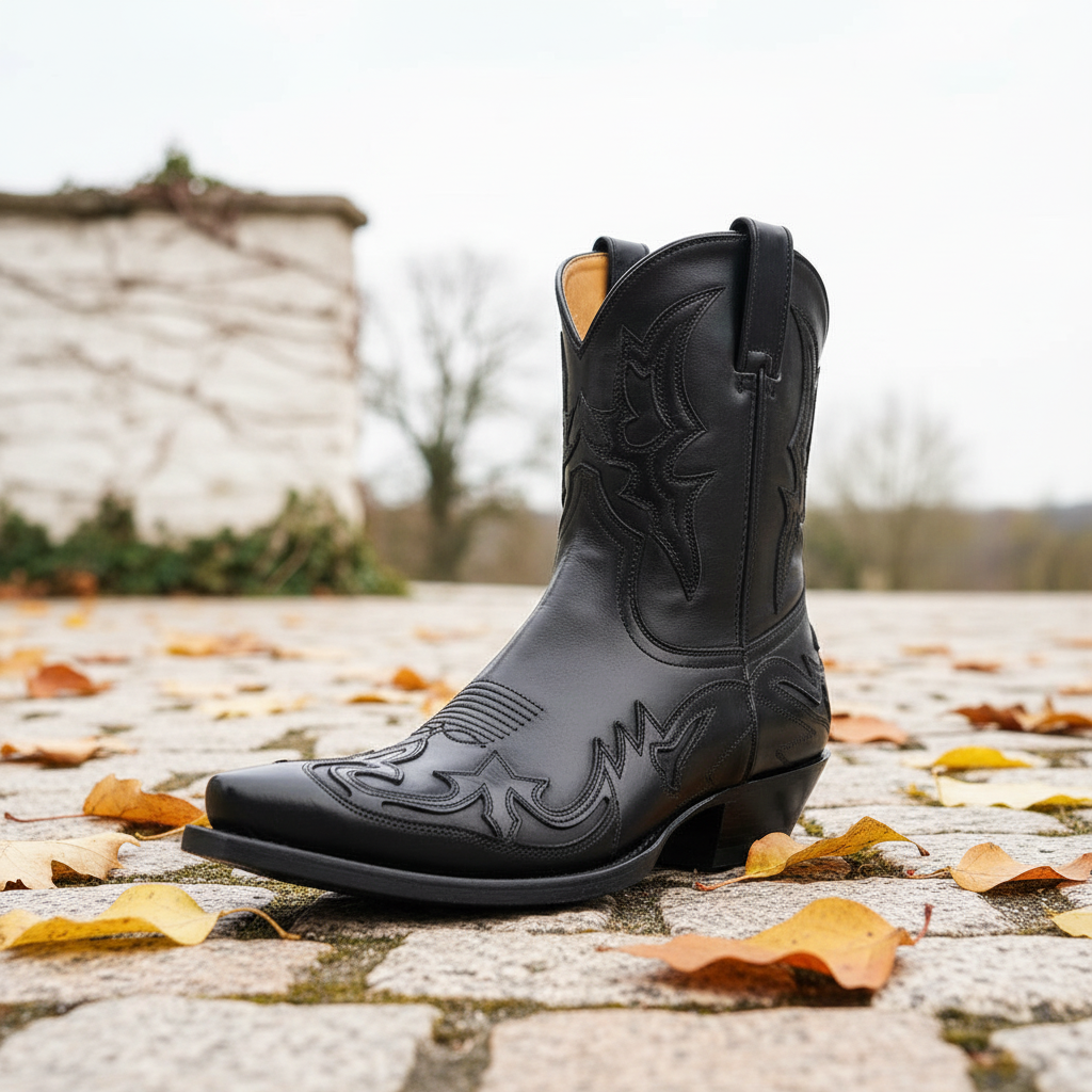 Unisex DakoBoot leather cowboy boots with classic embroidered stitching for men and women