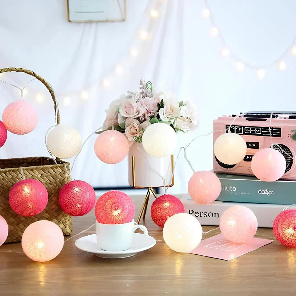 Unisex decorative ambient lighting: cotton ball fairy lights tangled for an artistic display.
