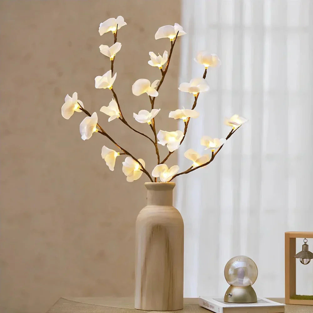 Flexible decorative branches with LED lights, easy to shape for display
