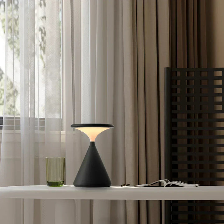 Elegant Hourglass design Cordless Table Lamp, providing dimmable LED light for versatile use