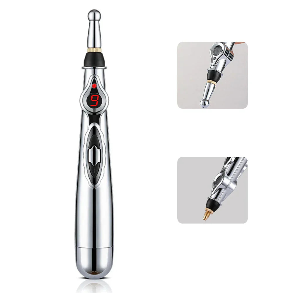 Unisex electronic acupuncture pen for effective pain relief and muscle relaxation.