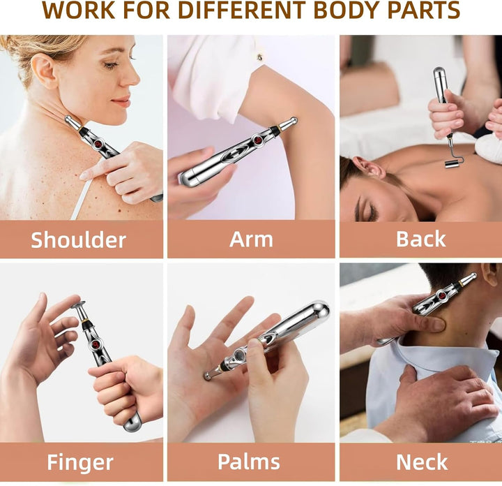 Unisex electronic acupuncture tool promotes wellness and natural pain relief.