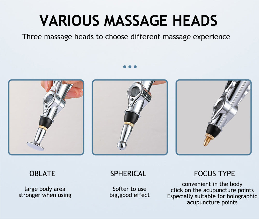 Electronic acupuncture pen provides gentle, needleless therapy for discomfort.