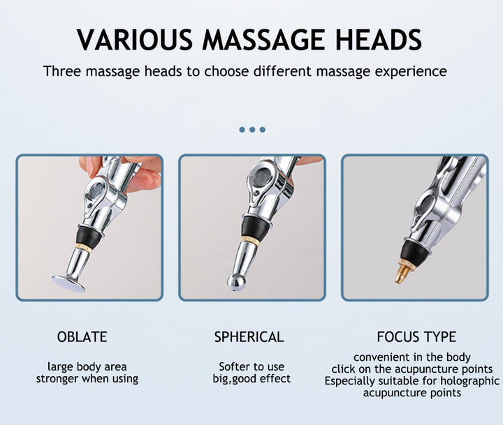 Electronic acupuncture pen provides gentle, needleless therapy for discomfort.