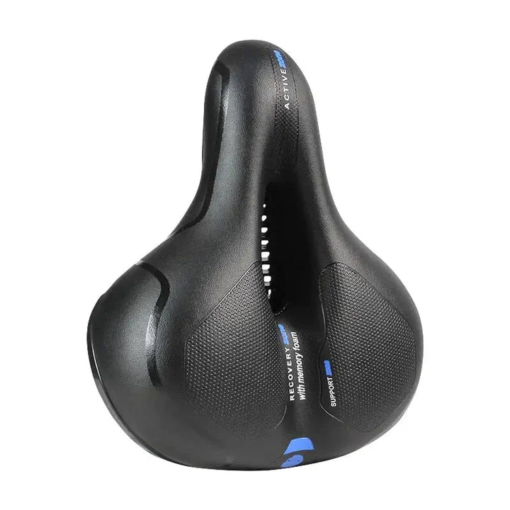 Padded comfort bicycle seat for men and women. Shock-absorbing design reduces cycling pressure.