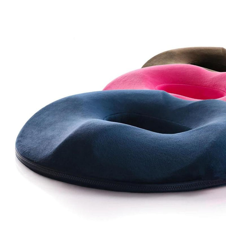 Unisex ergonomic memory foam donut cushion for tailbone & hemorrhoid pain relief, grey fabric