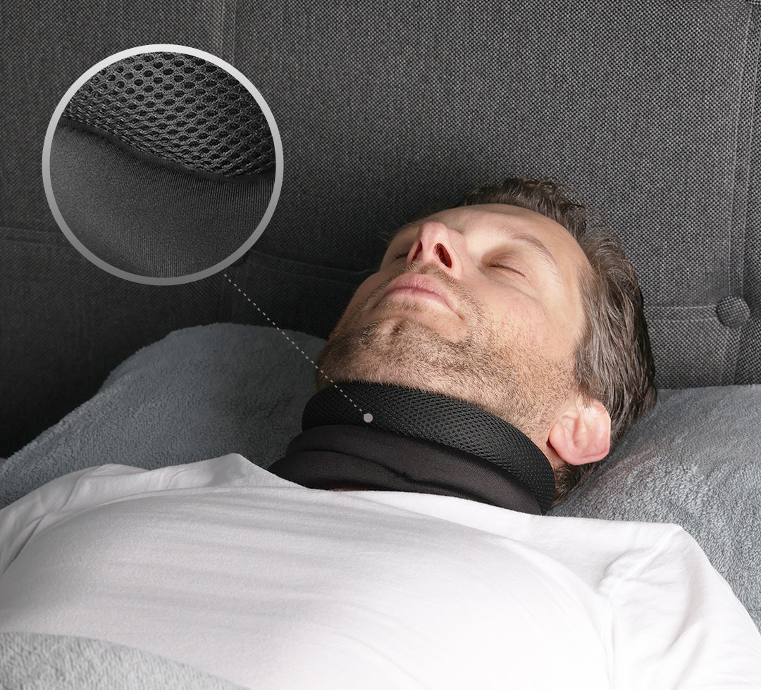 Soft, breathable ergonomic neck support pillow material, designed for snoring relief and comfortable cervical alignment.