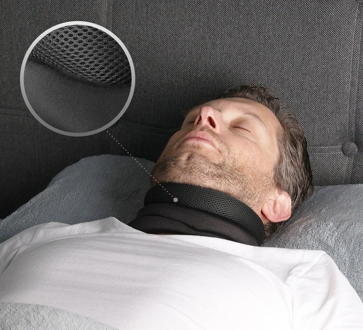 Soft, breathable ergonomic neck support pillow material, designed for snoring relief and comfortable cervical alignment.