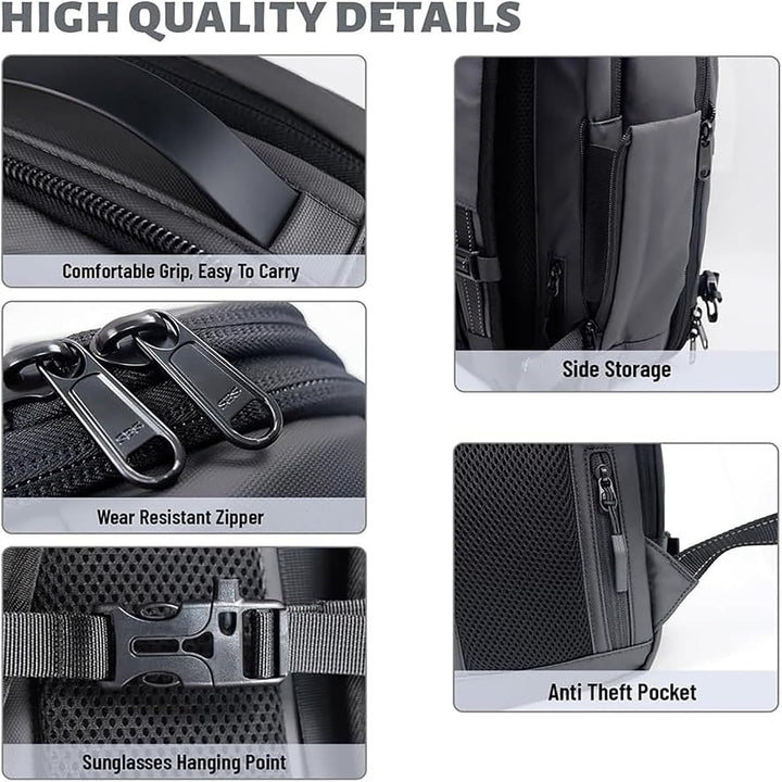 Efficient expandable compression travel backpack for men & women, ideal carry-on.