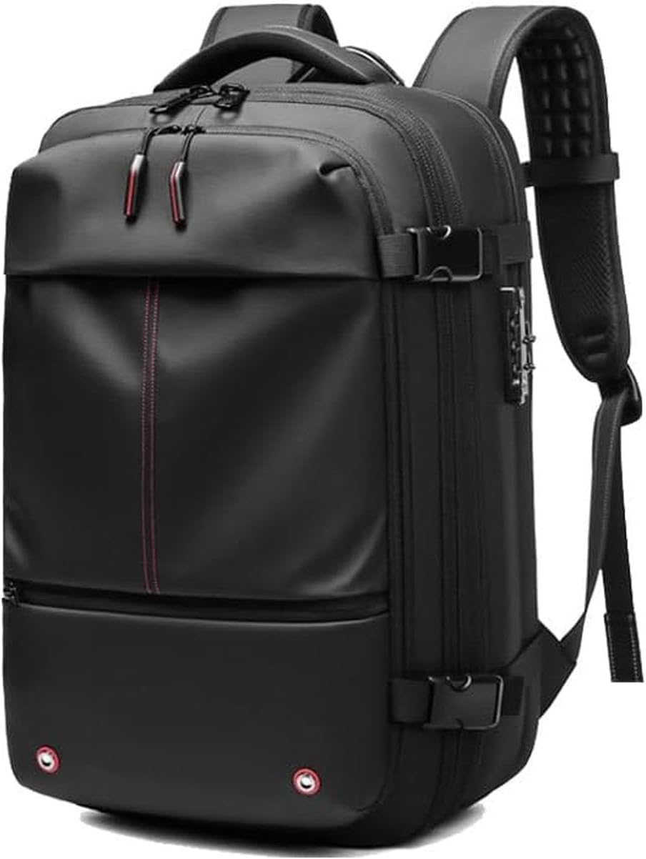 Durable oxford cloth unisex travel backpack, expandable design with anti-theft protection.