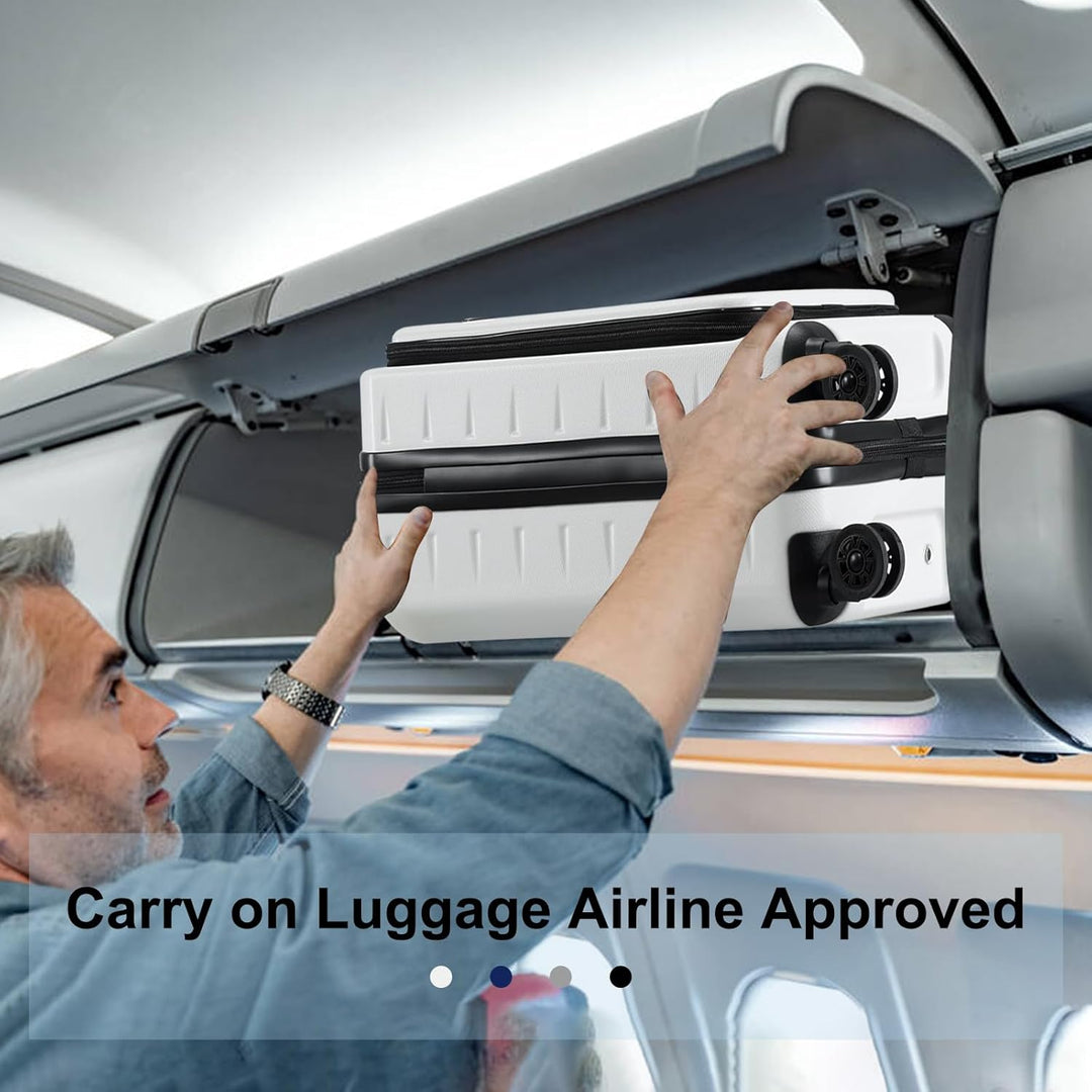 Angle shot of a black hardshell expandable carry-on, showcasing its durable texture.