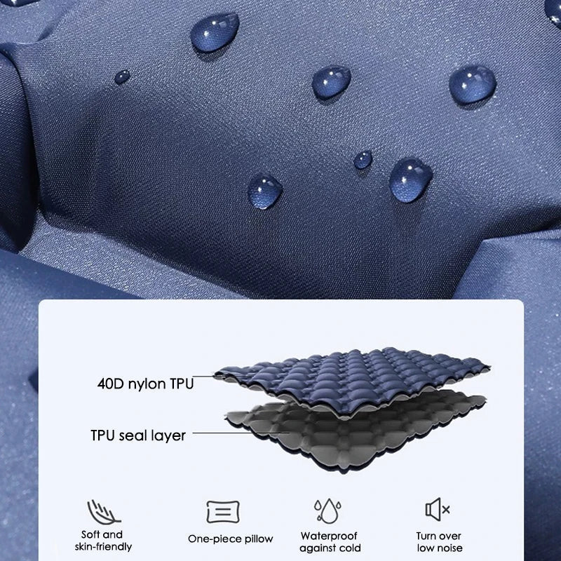 Kieran double inflatable mattress rolled up, demonstrating its compact and portable design