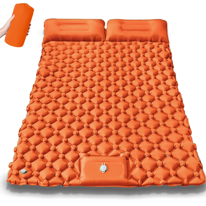 Close-up of the double sleeping pad's surface texture, emphasizing comfort and grip