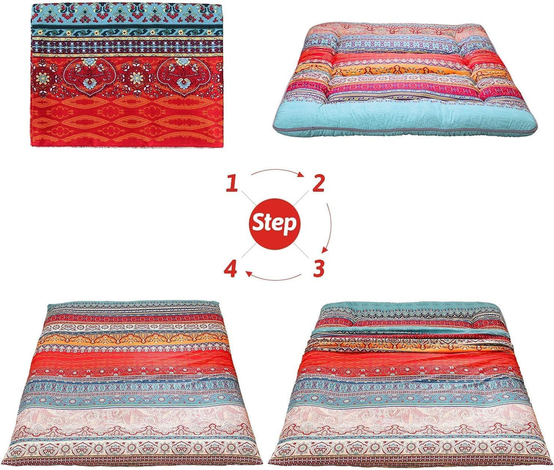 Japanese futon floor mattress, memory foam, folds easily for a practical portable bed