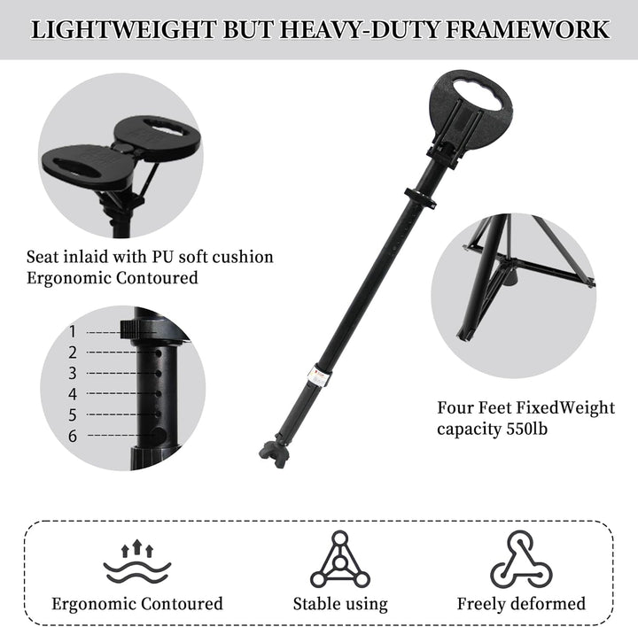 Portable Foldable Walking Cane with Seat, 2-in-1 mobility support for independence
