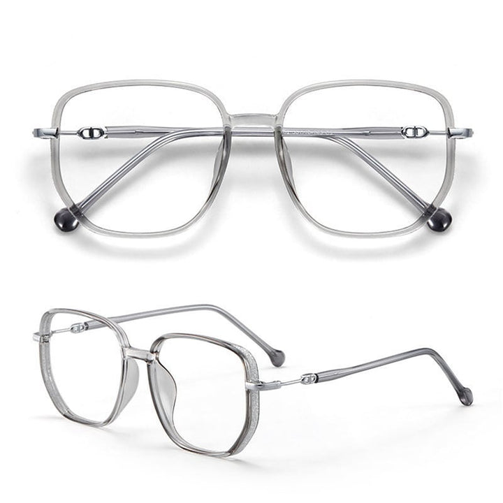Unisex frameless magnifying reading glasses with anti-blue light for digital screen protection.