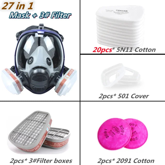 Anti-fog full face respirator mask, essential chemical protection gear